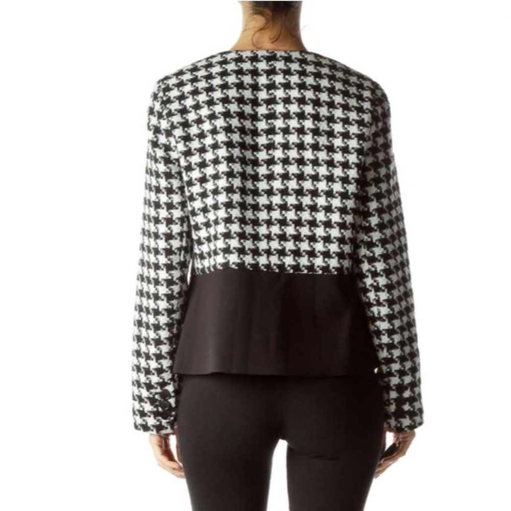 Talbots Houndstooth Tweed Jacket Blazer Size 4 - image 3